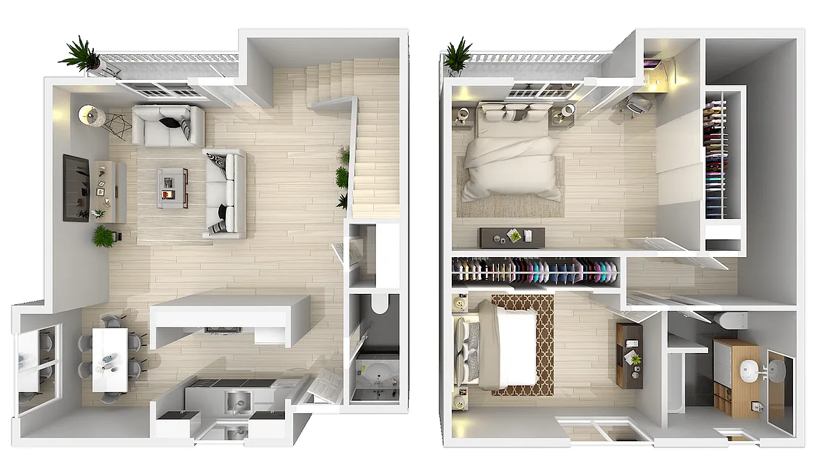 Floor plan 2 Bedroom & 1.5 Bath Townhome