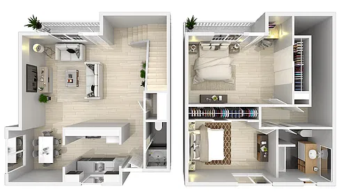 Floor plan 2 Bedroom & 1.5 Bath Townhome
