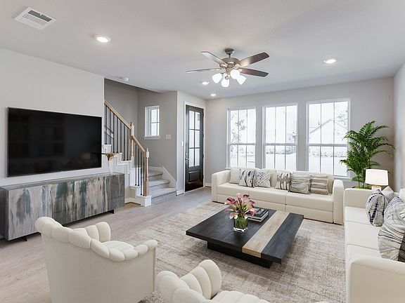 Bright living room with large windows