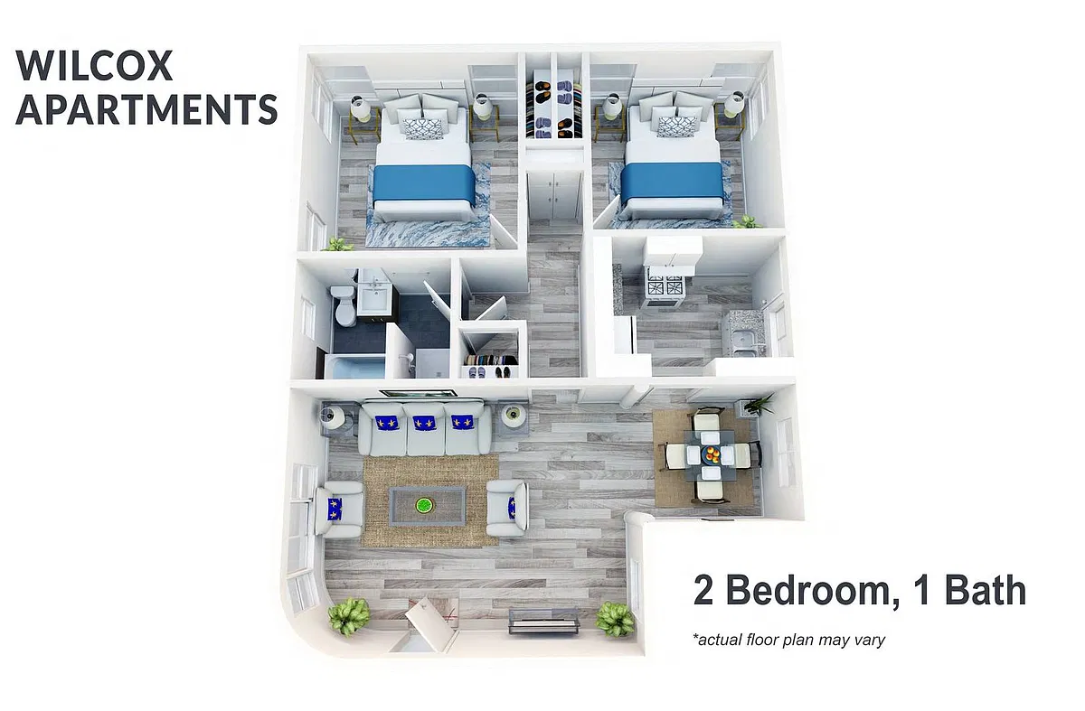 Floor plan 2 Bedroom, 1 Bath
