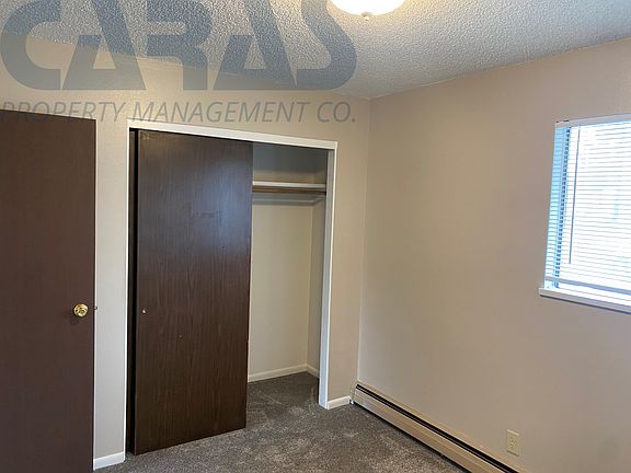 Bedroom with closet space.