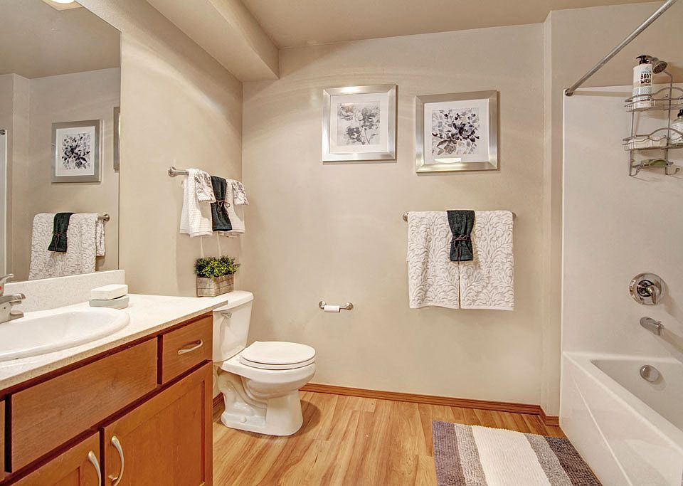 Echo Lake Bathroom with Wood Inspired Flooring