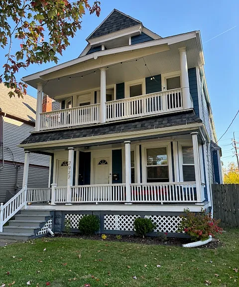 Apartment has access to the second- floor balcony.