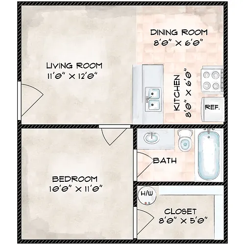 Floor plan 1 BEDROOM