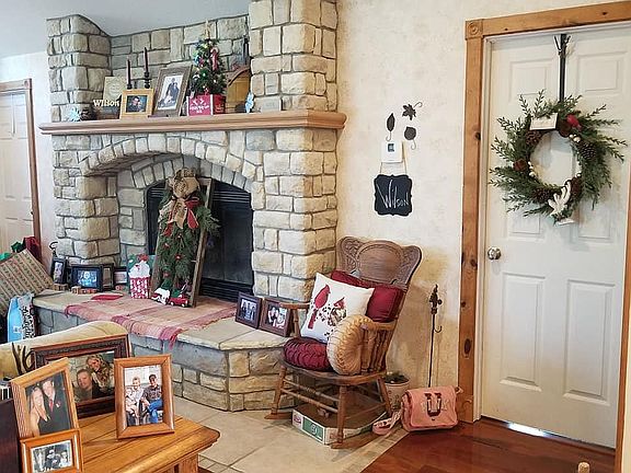 Stone wood fireplace