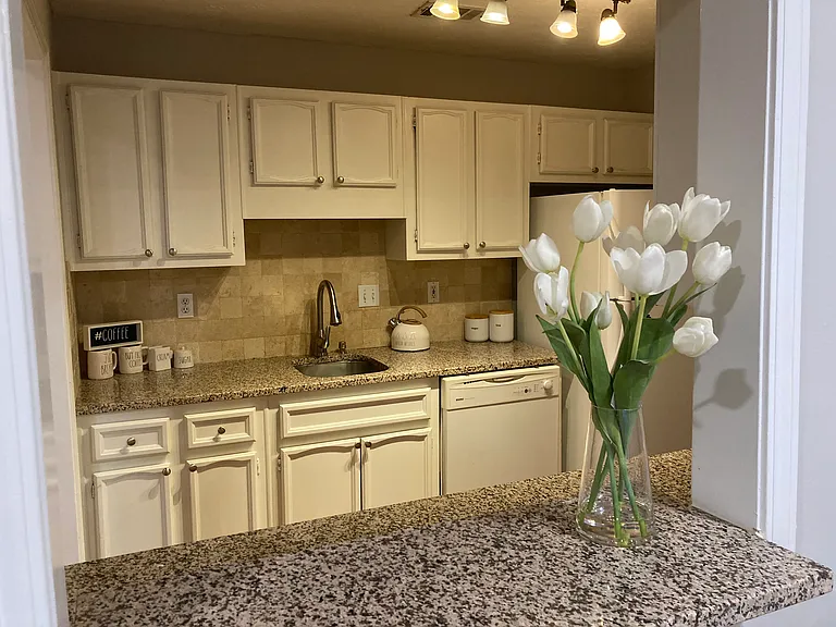 Kitchen with granite countertops