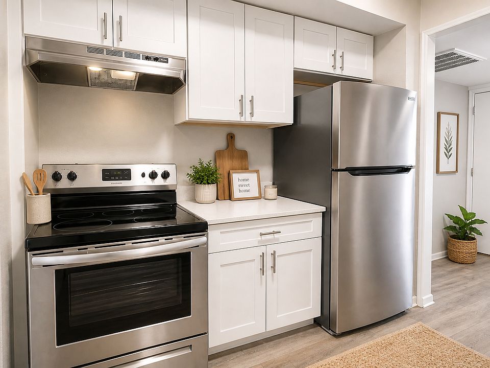 Modern kitchen with cozy decor and accent wall