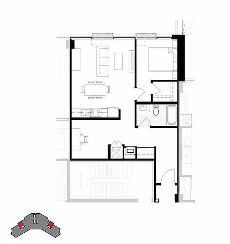 Floor plan Spruce 34 1 Bed 1 Bath 5