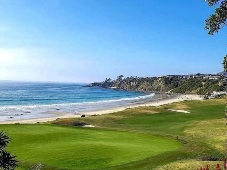 Breathtaking oceanfront setting, Monarch Beach Golf Links~hole #3. Path view.