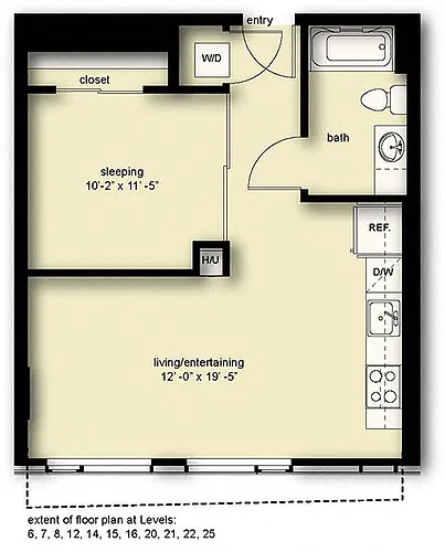 Floor plan Wave 1 Open 1 Bath Penthouse BNP4