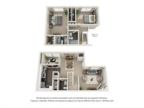 Floor plan 2 Bedroom Townhome