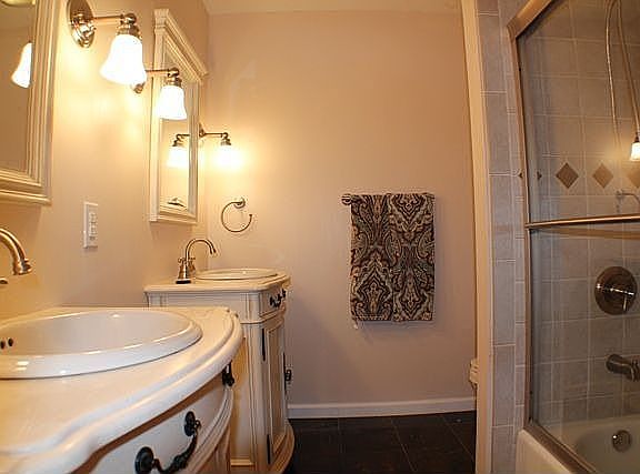 Double vanities in newly remodeled bath