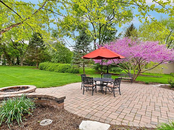 Brick paver patio with firepit
