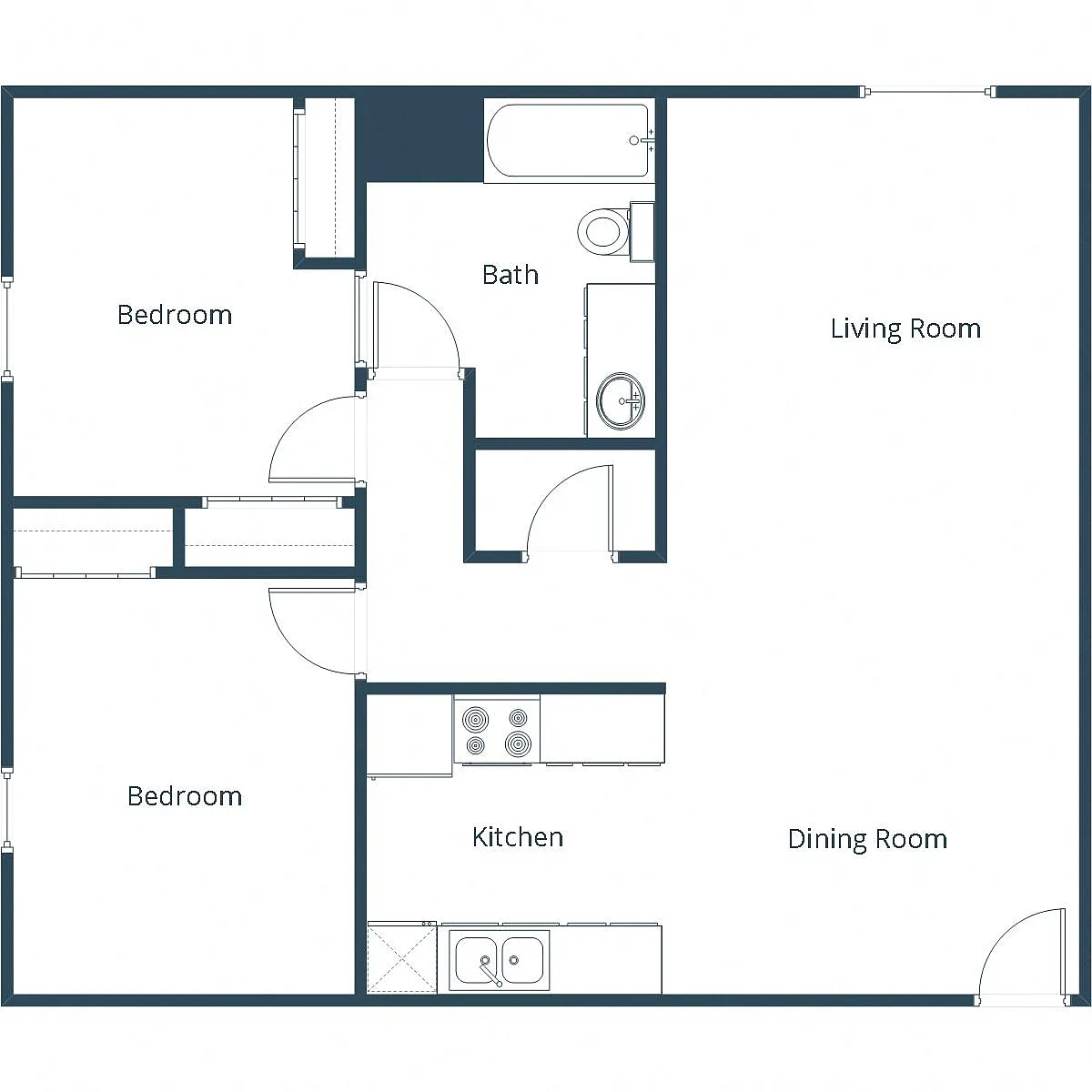 Floor plan Two Bedroom 21A