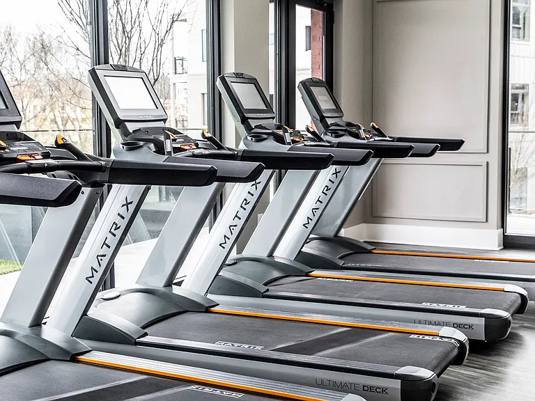 Our fitness center is complete with free weights and cardio machines.