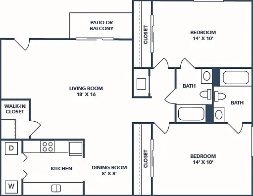 2 Bedroom | 1.5 Bath | 1010 SF 2 Bedroom | 1.5 Bath | 1010 SF