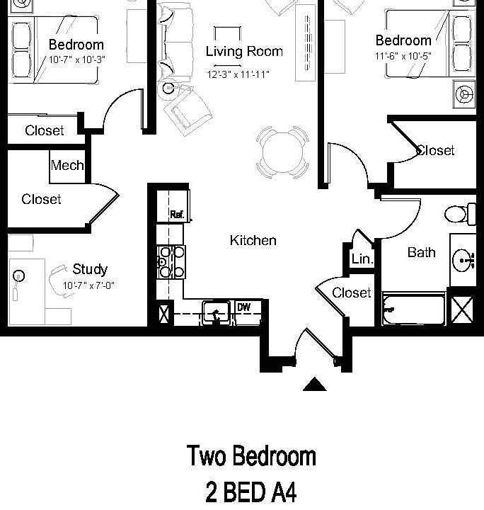 Two bedroom Floor plan.