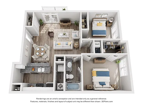 Floor plan A6 - One Bedroom, One Bathroom