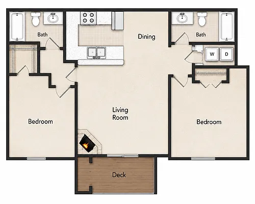 Floor plan 2 Bedroom 2 Bathroom B
