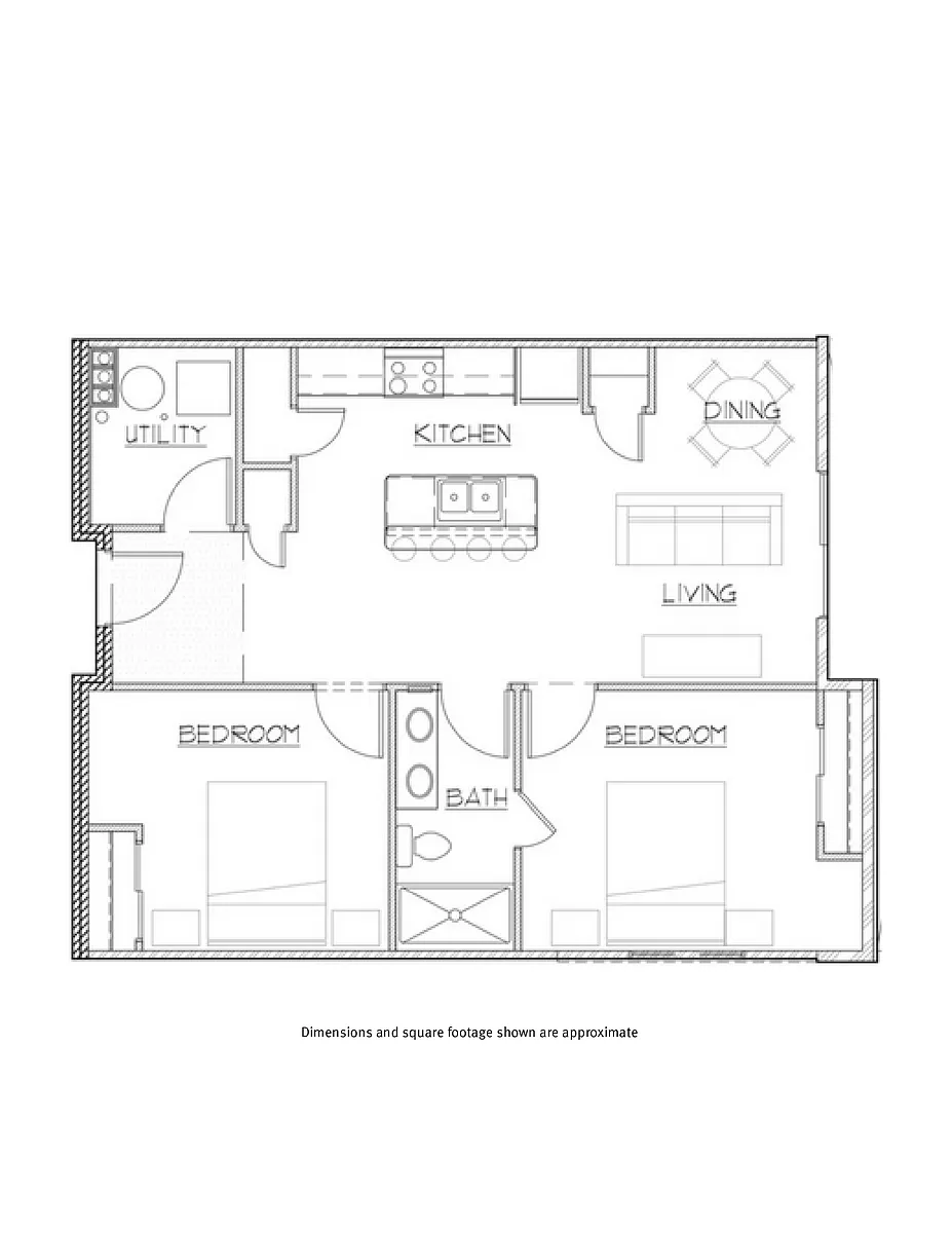 Floor plan 2 bedroom, 1 bath