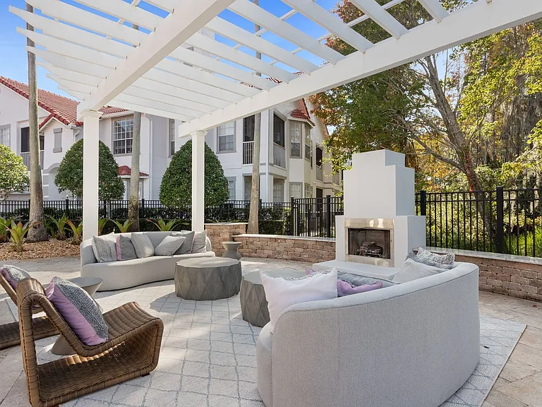 Relax in the Outdoor Fireplace Lounge