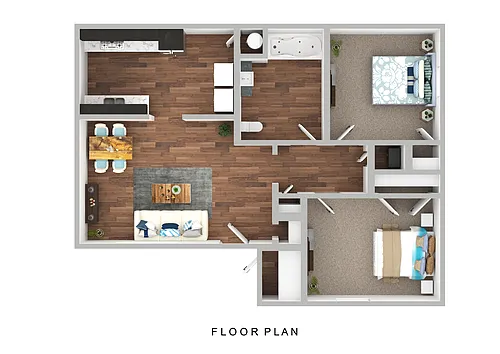 Floor plan 2 Bed 1 Bath Downstairs