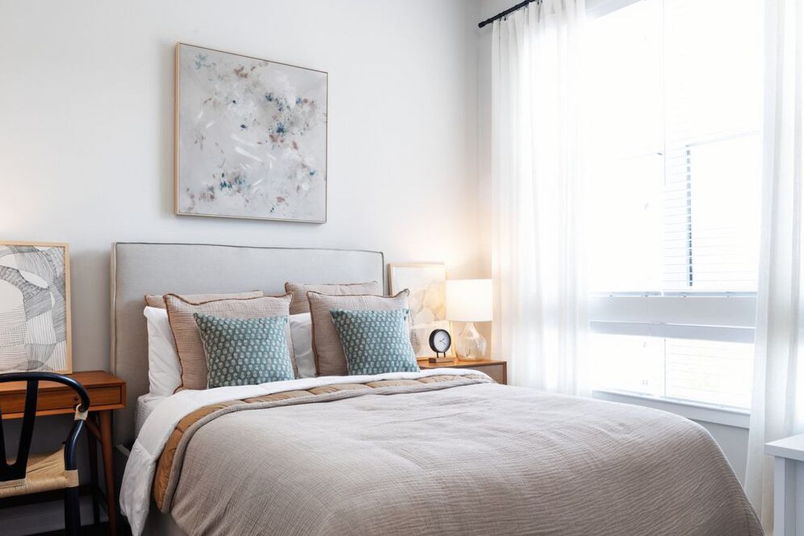 Bedroom with hard surface flooring