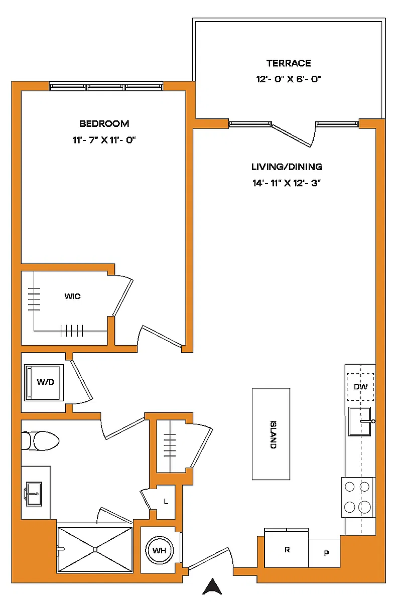 Floor plan 1 Bed/1 Bath-A9-T Mason