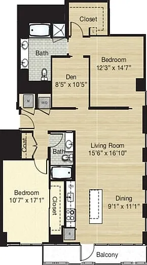 2 Bed 2 Bath Den-Medium 2 Bed 2 Bath Den-Medium
