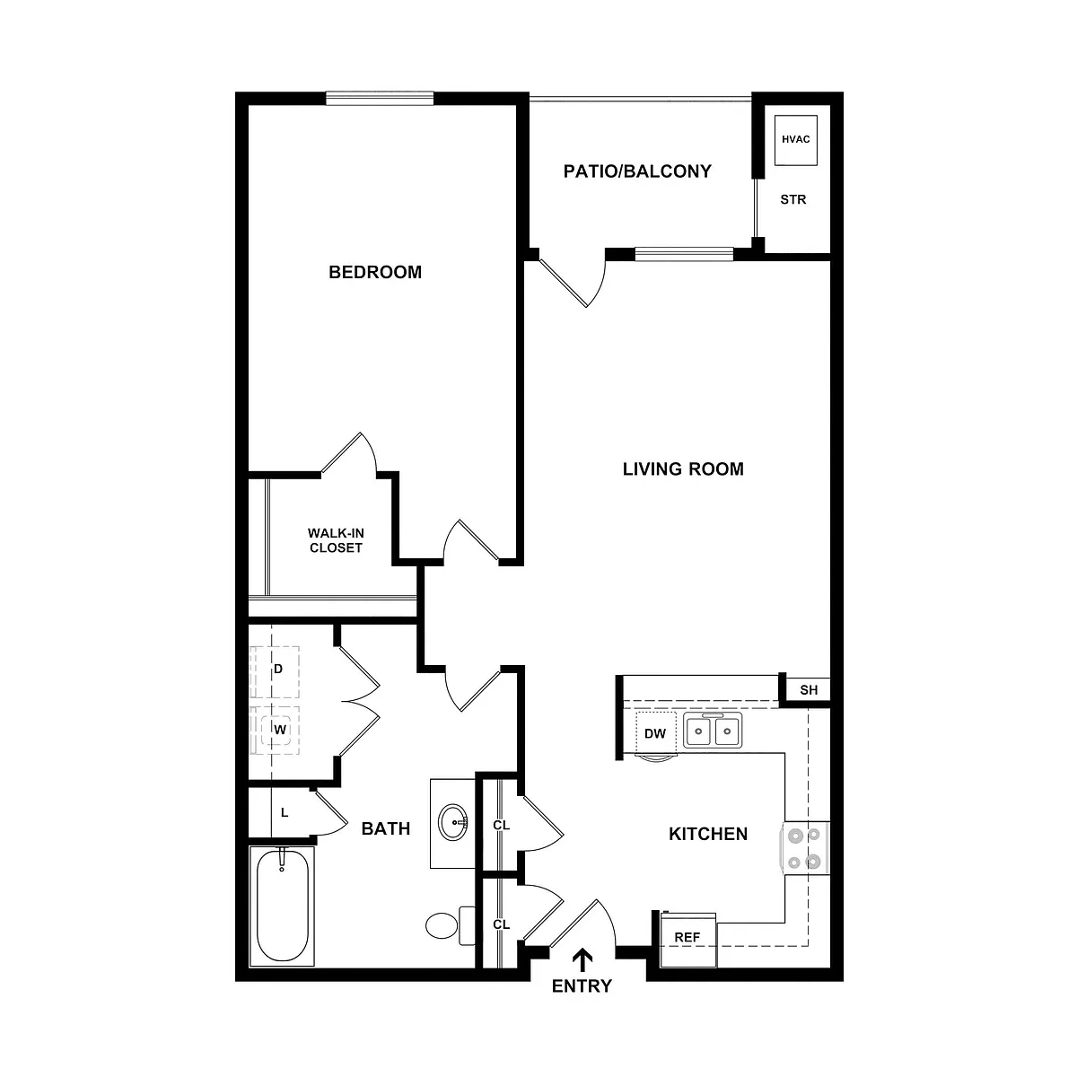 Floor plan 1 Bedroom Palomino (Market Rate)