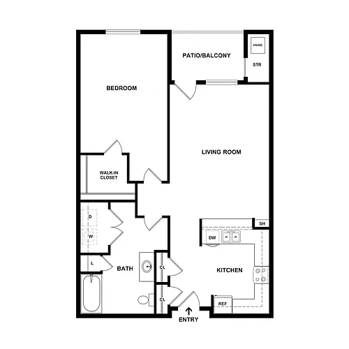 Floor plan 1 Bedroom Palomino (Market Rate)