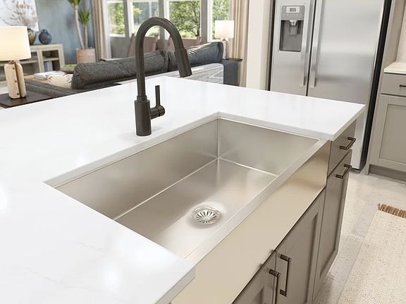 Kitchen with stainless steel sink