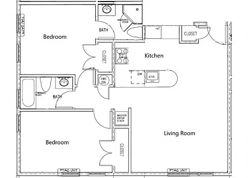 Floor plan 2 Bedroom, 2 Bath