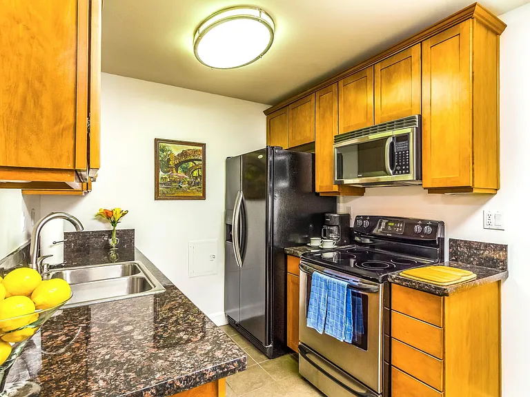 Full Kitchen with Stove, Oven, Refrigerator, Freezer, Microwave, and Dishwasher