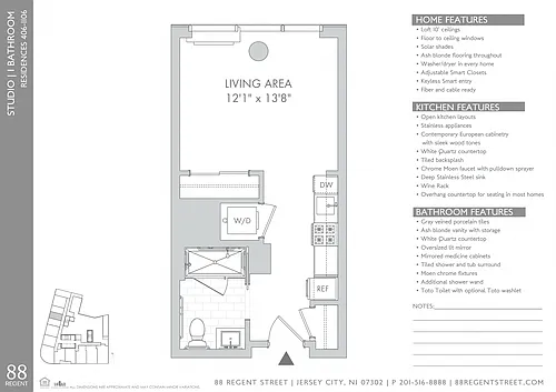 Floor plan 88 Regent - Studio S1b