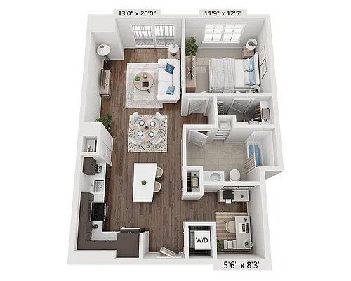 Floor plan One Bedroom A1B