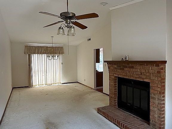 Fireplace and dining area
