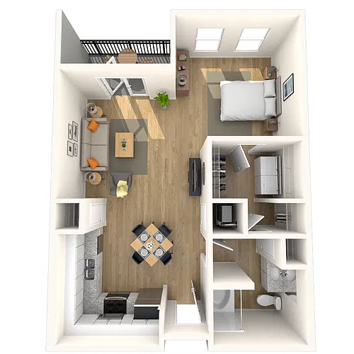 Floor plan Loft 1x1 740-761 SF