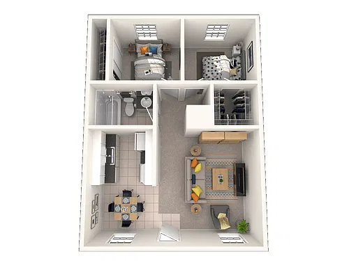 Floor plan 2 Bedroom 1 Bath