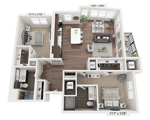 Floor plan Two Bedroom B2C