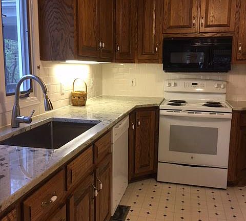 Kitchen with new subway tile