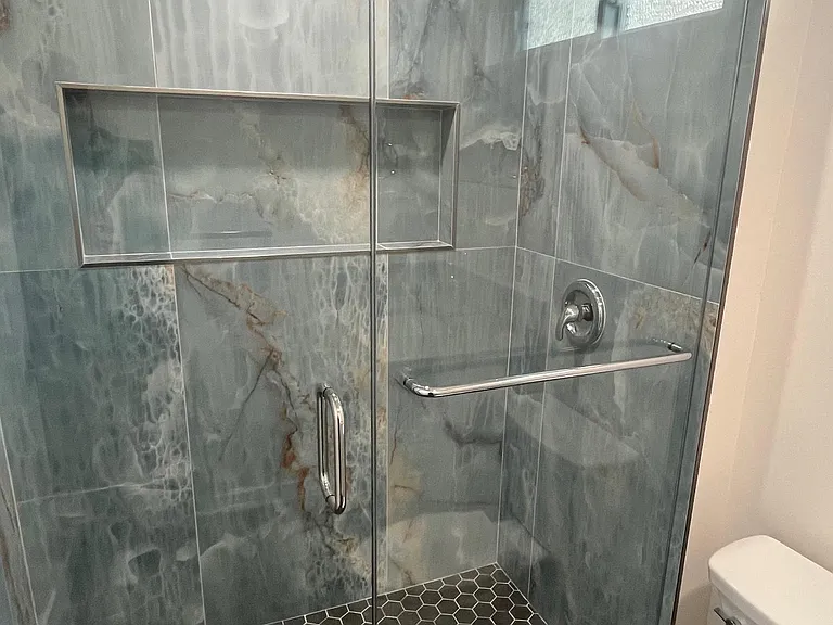 walk-in tiled shower