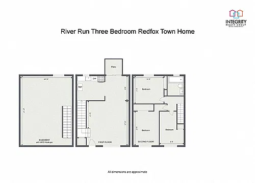 Floor plan 3 Bedroom 1 Bath Townhome w/Basement