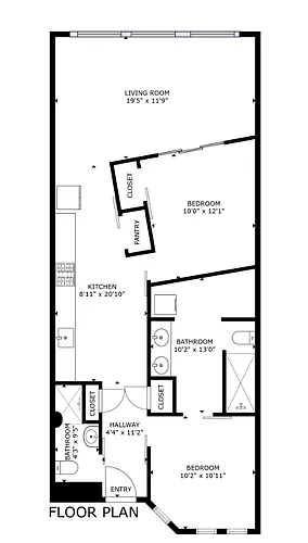 Floor plan 2-Bed 2-Bath