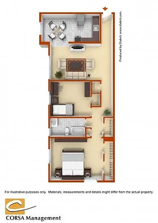 Floor plan 2 Bedroom 1 Bath
