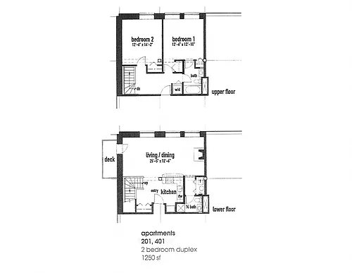 Floor plan 2 Bedroom - 2 Bathroom (Duplex)