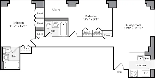 Floor plan 2 Bedroom E