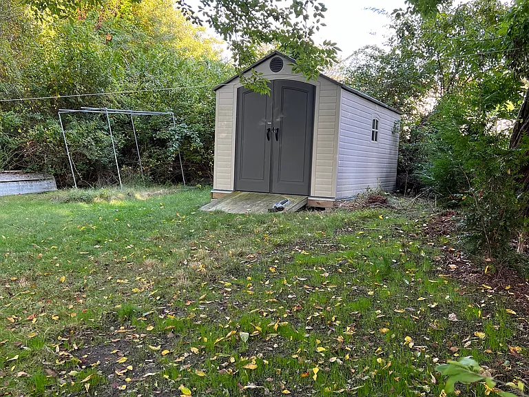 Storage shed and garden area