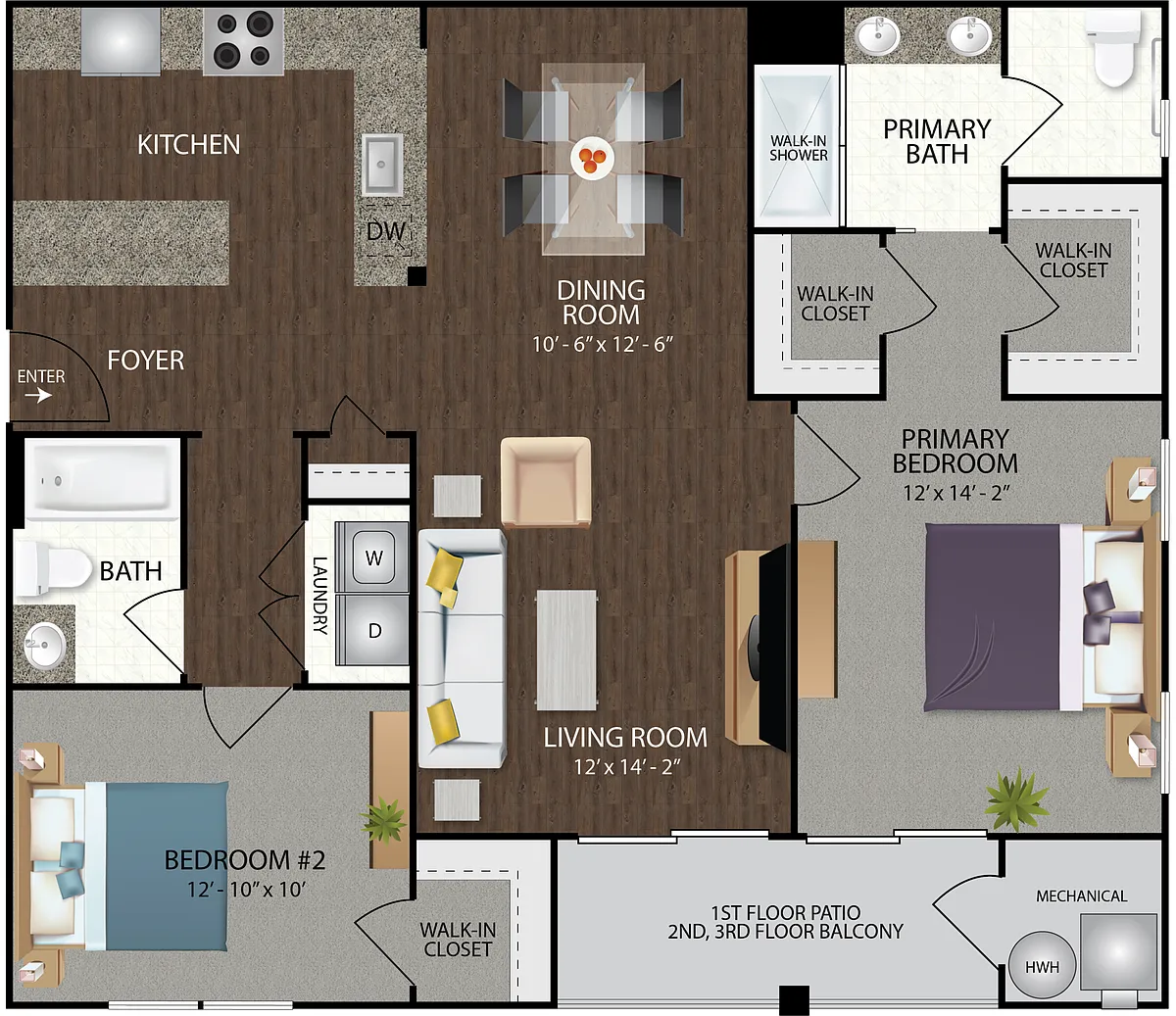 Floor plan Mustang II End Unit