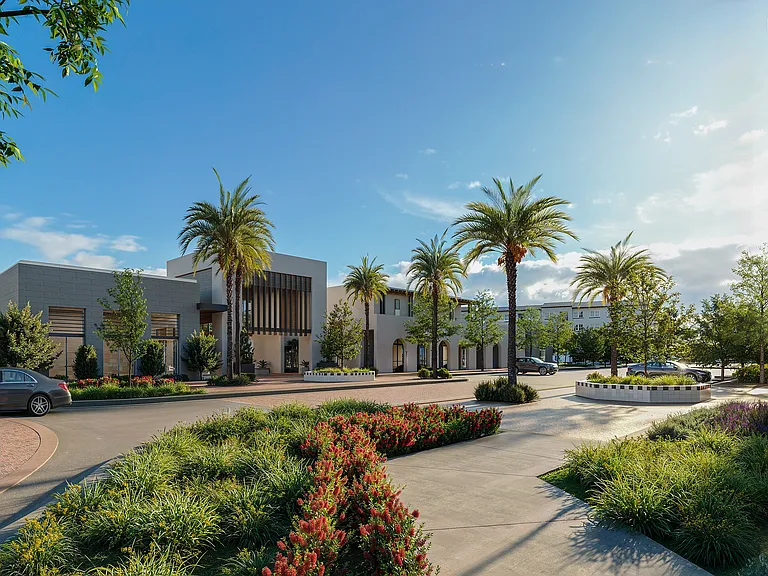 Community Entrance with Clubhouse Building